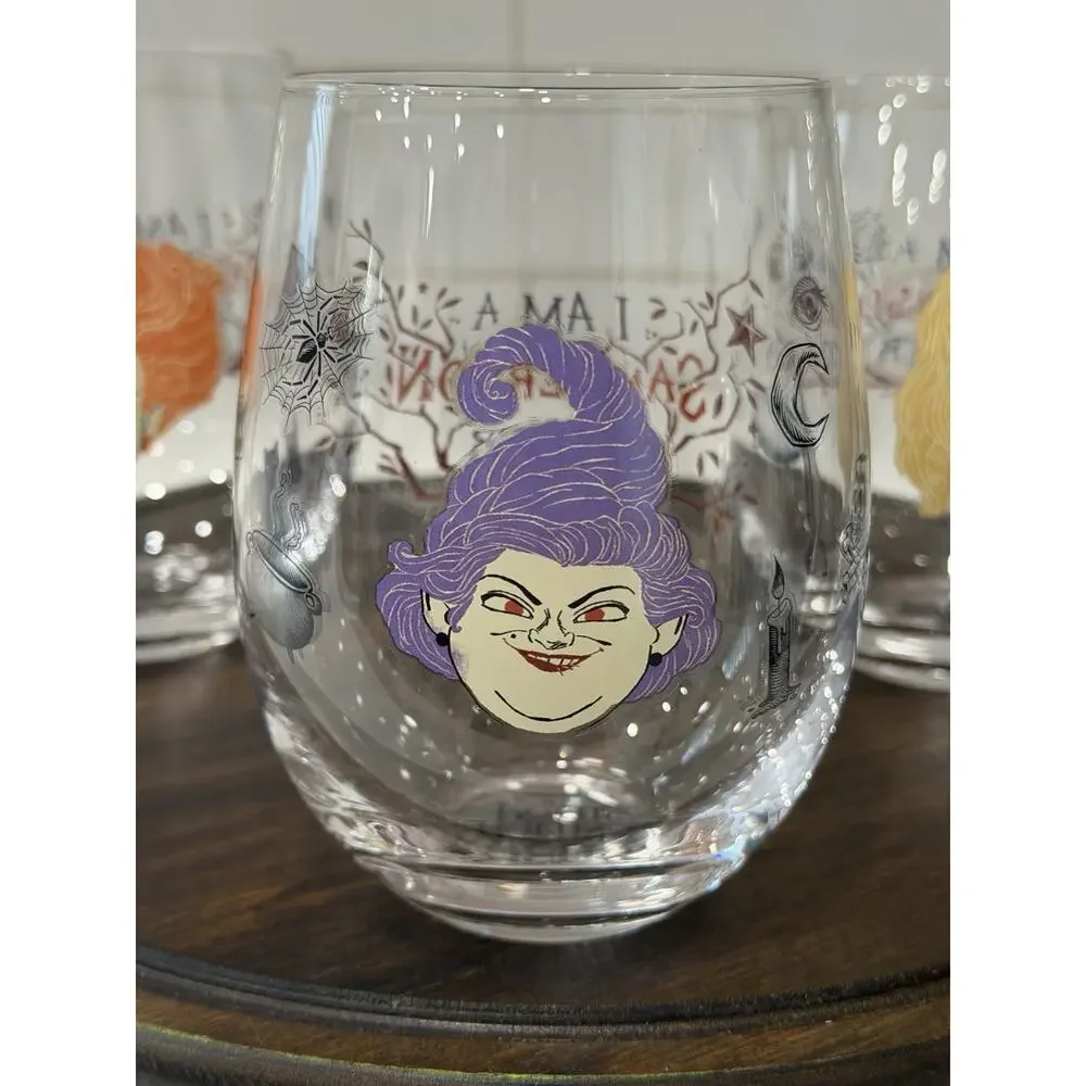 Disney Hocus Pocus Stemless Wine Glasses Set of 3 Sanderson Sisters Halloween